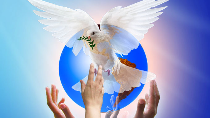 Dove hands and world image