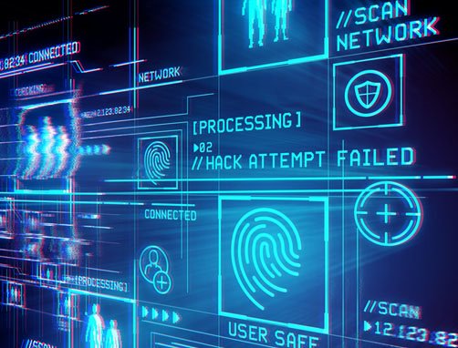 Graphic depicts screen of security products and services based on Symantec’s Integrated Cyber Defense (ICD) Platform. Grid on screen includes //hack attempt failed, //scan network, and user safe. Courtesy of MobyGeek.com.